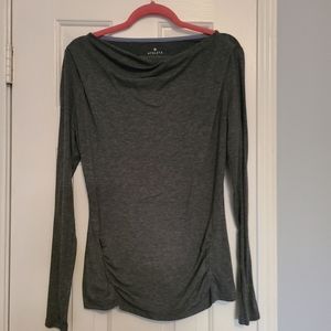 Athleta gray tech L/S ruched top. Small